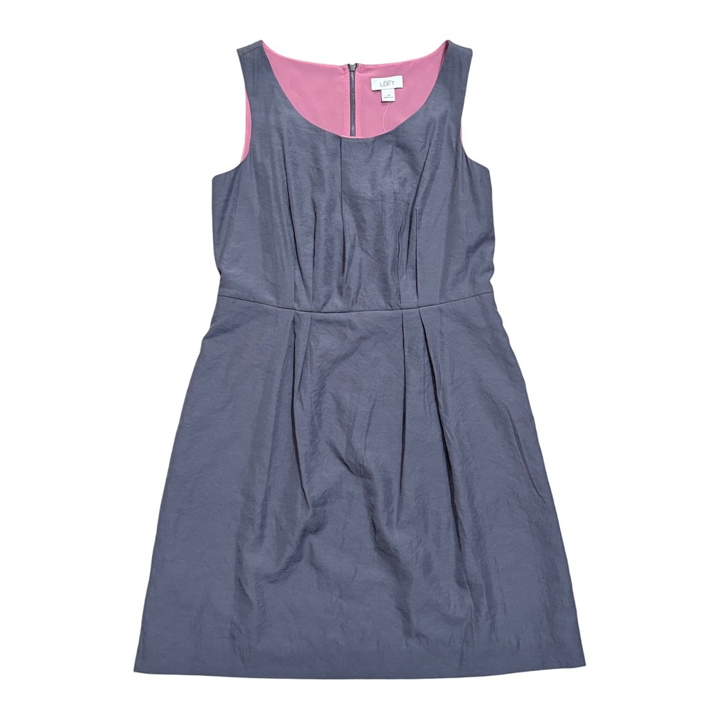 Ann Taylor Loft Womens Gray Sleeveless Pleated Shift Dress Size 10 NWT